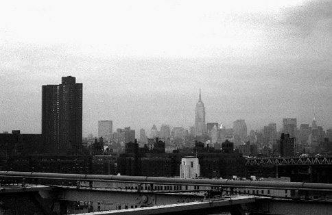 New York City photos -Brooklyn Bridge - View onto the Empire State Building