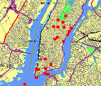 Map of New York City (Manhattan) - Photo locations